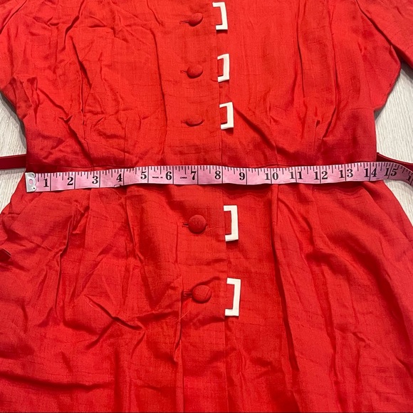 Neiman-Marcus Sports Shop Red Button Up Short Sleeve Dress VINTAGE - Picture 8 of 12